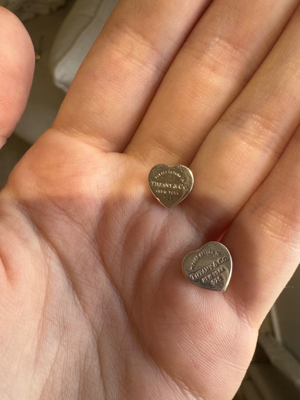 Tiffany & Co. Sterling Silver Heart Tag Stud Earrings